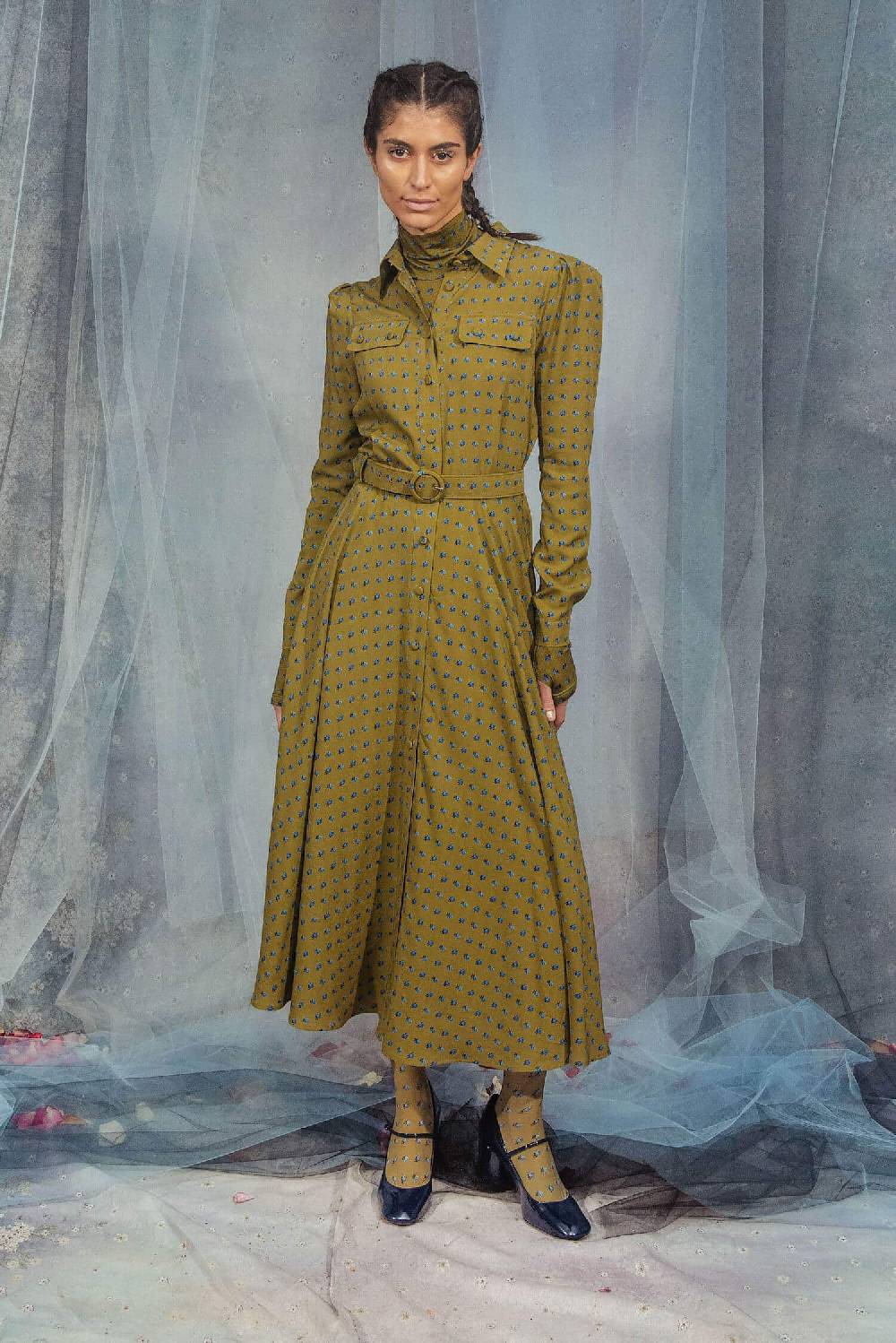 Luisa Beccaria Cintura in cotone stampato con boccioli vintage Fino al 50% di sconto