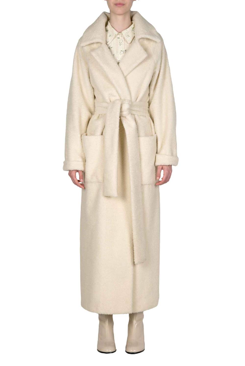 Luisa Beccaria Maxi cappotto in lana bianca Only for today