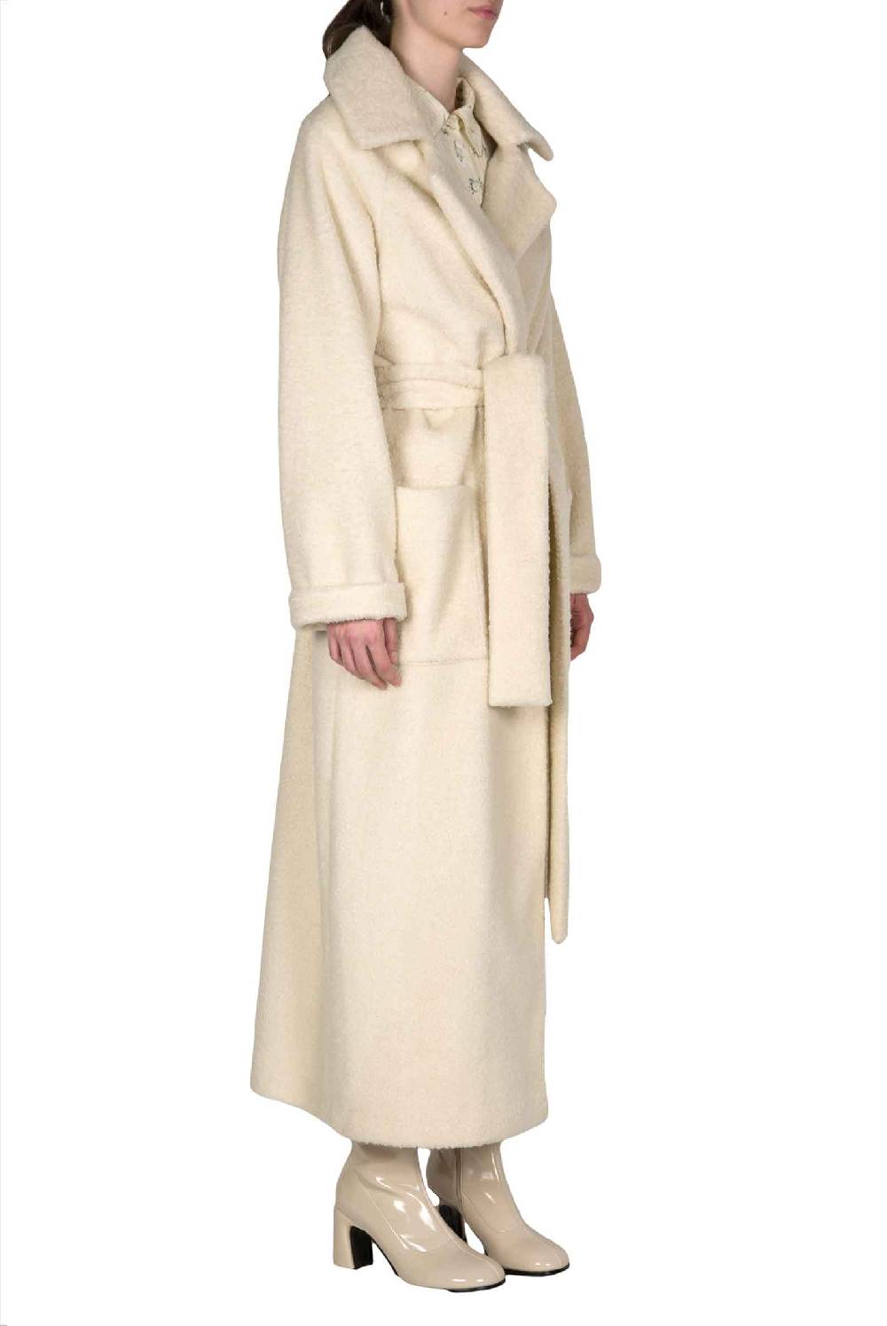 Luisa Beccaria Maxi cappotto in lana bianca Only for today