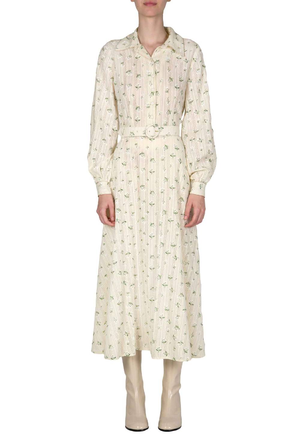 Luisa Beccaria Abito in jacquard a fiori stampati in cotone Offerta speciale della fabbrica