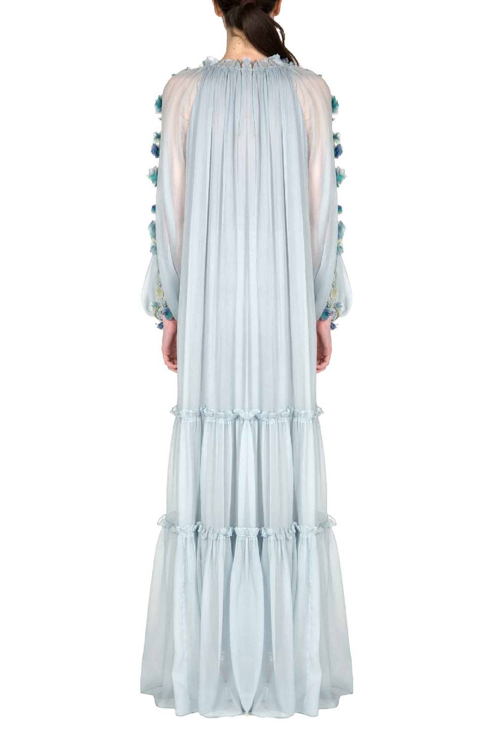 Luisa Beccaria Abito lungo in chiffon con dettaglio floreale Officina