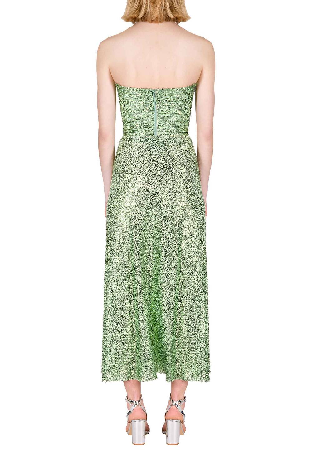 Luisa Beccaria Gonna con paillettes verde salvia Black Friday Prezzi