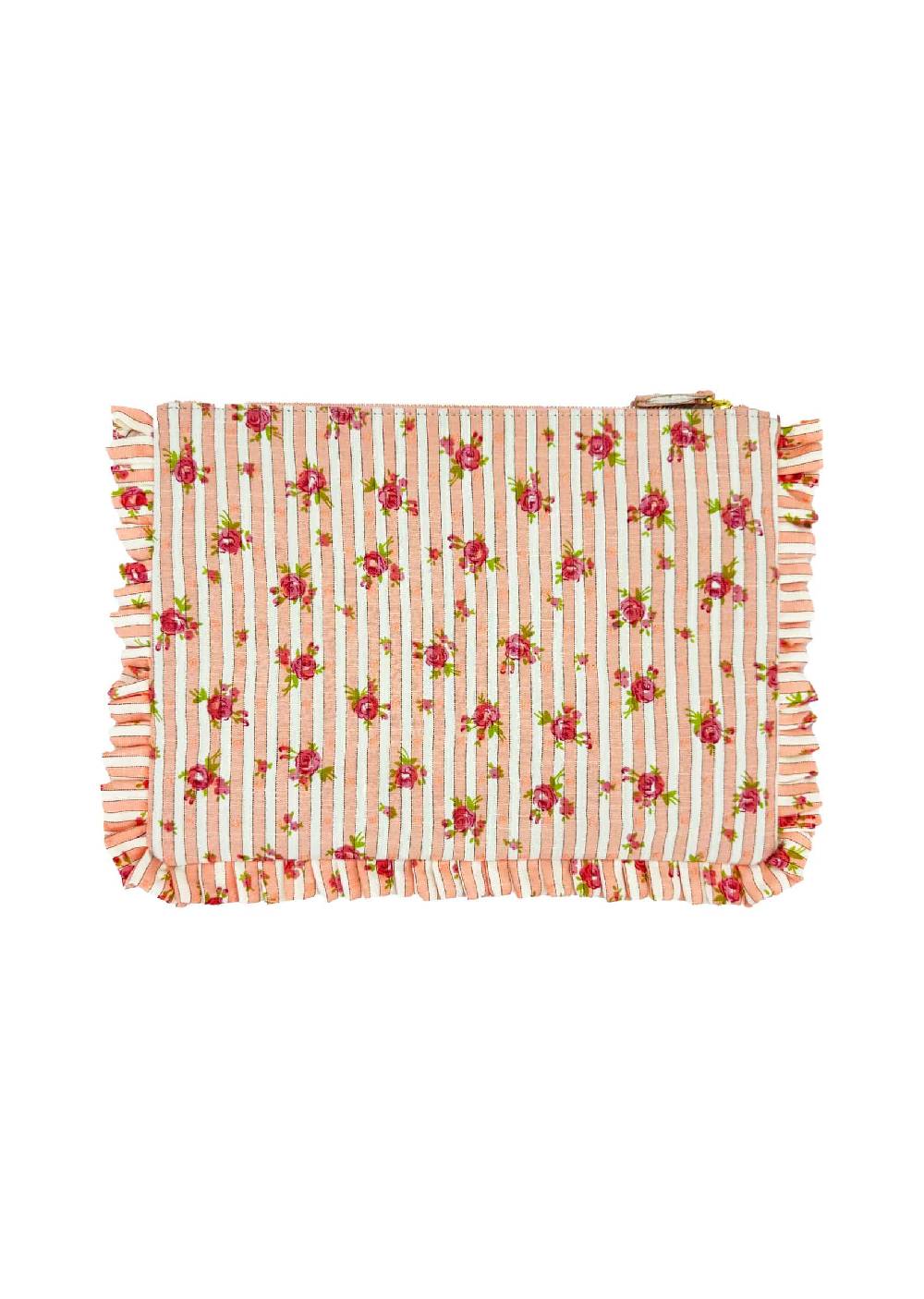Luisa Beccaria Pochette Grande A Mano Rose Rigate Rosa In vendita