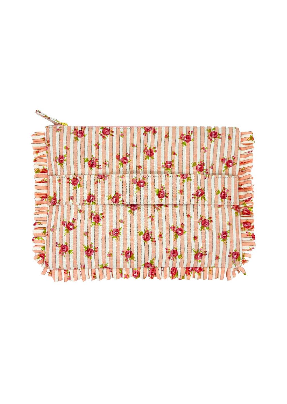 Luisa Beccaria Pochette Grande A Mano Rose Rigate Rosa In vendita