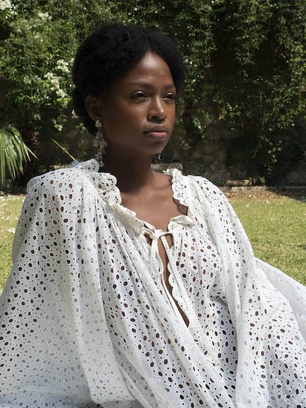 Luisa Beccaria Abito lungo midi in cotone broderie Duty-free