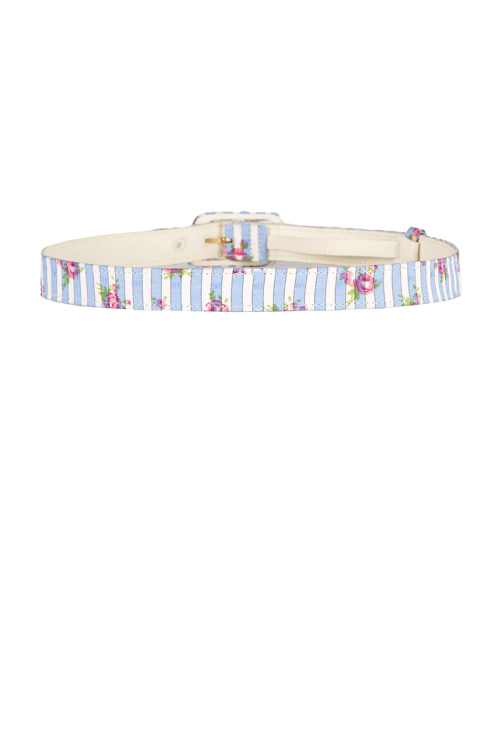 Luisa Beccaria Cintura blu con rose a righe Presa