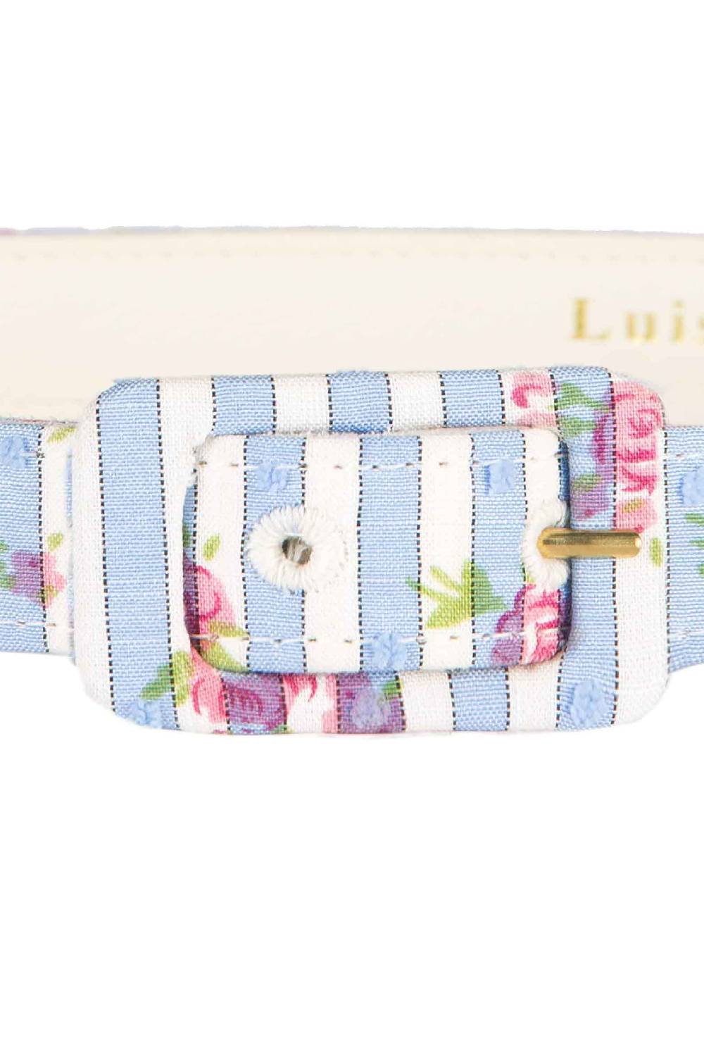 Luisa Beccaria Cintura blu con rose a righe Presa