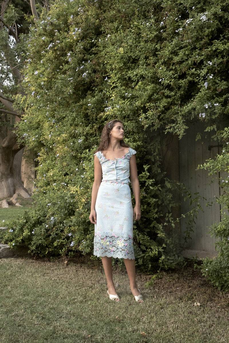 Luisa Beccaria Gonna in misto cotone con finiture in pizzo In Vendita