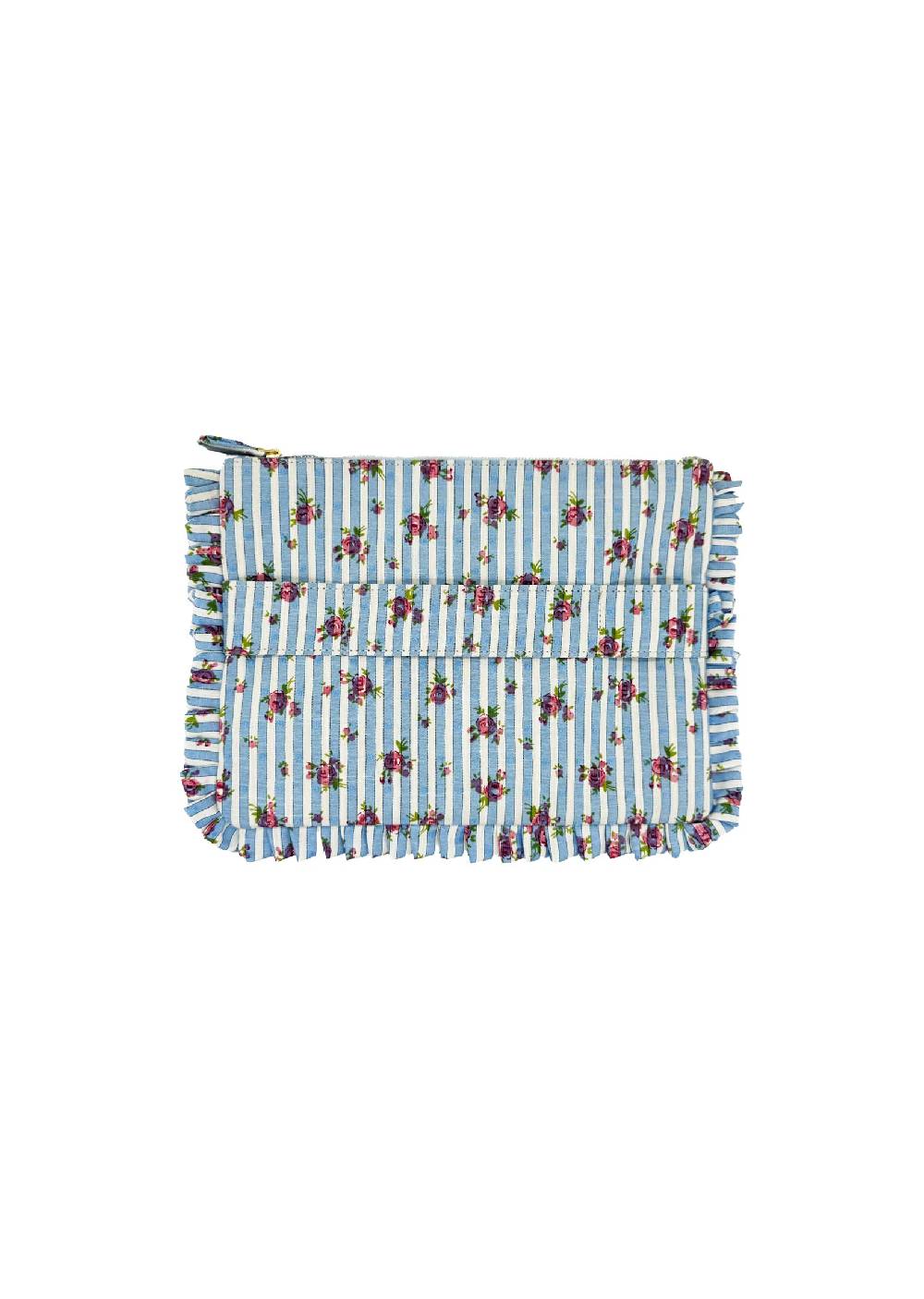 Luisa Beccaria Pochette Piccola A Mano Rose Rigate Blu Hotsell