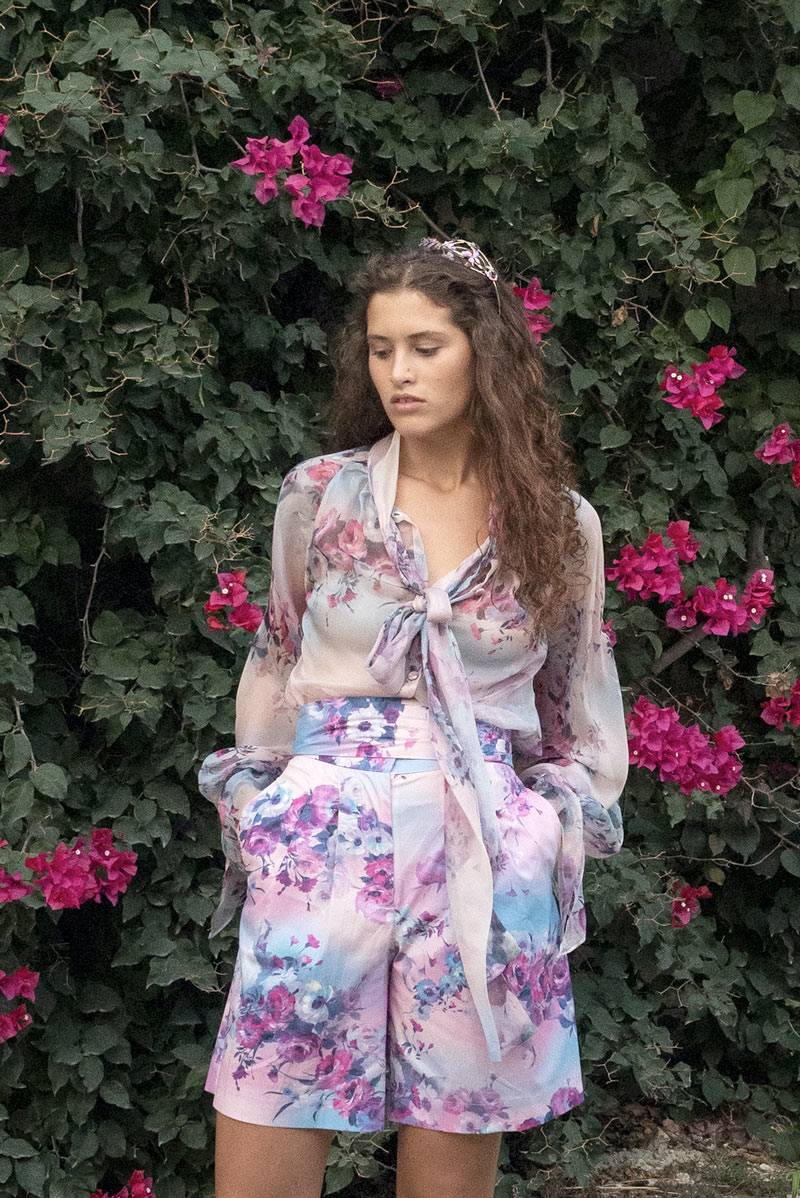 Luisa Beccaria Camicetta in chiffon stampato Vendita Economica