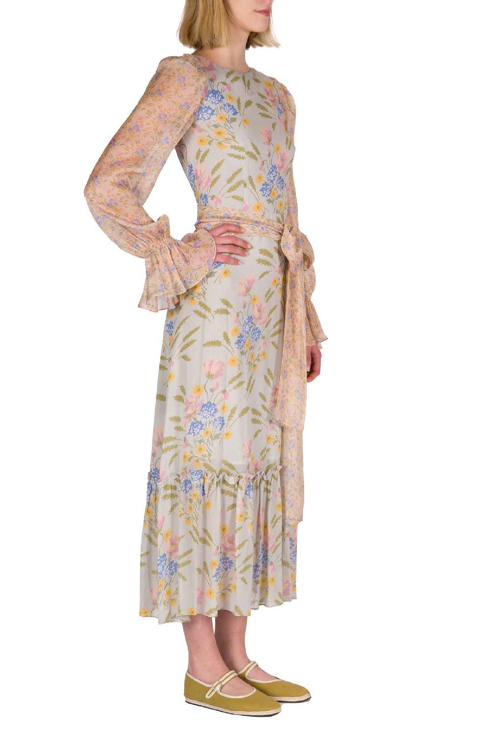 Luisa Beccaria Abito in georgette stampata Blooming Mirage Saldi Di Fabbrica