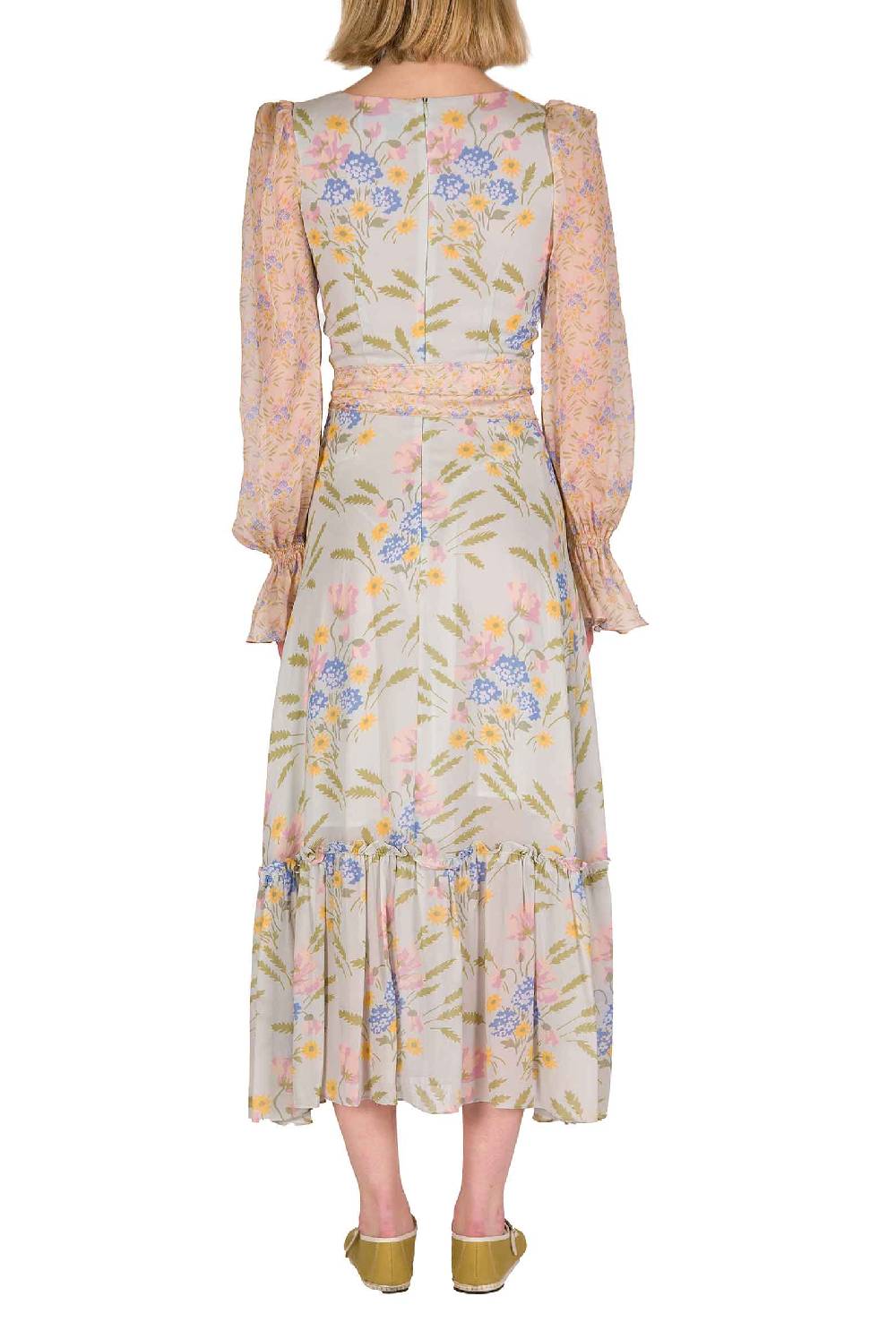 Luisa Beccaria Abito in georgette stampata Blooming Mirage Saldi Di Fabbrica