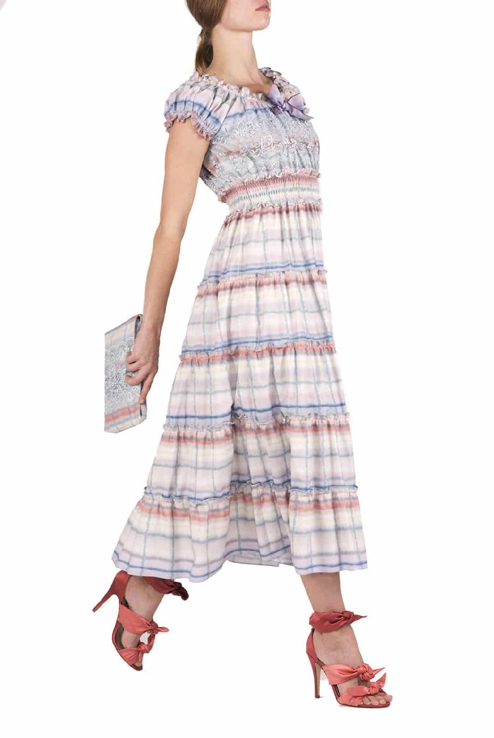 Luisa Beccaria Abito midi in cotone melt con pizzo Vendite Flash