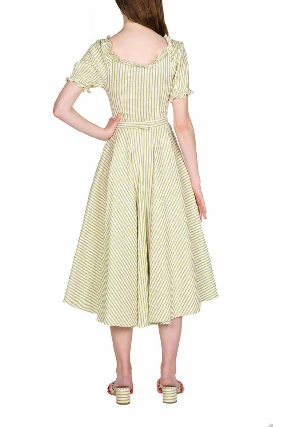Luisa Beccaria Abito midi in misto cotone con spalle scoperte Comprare a buon mercato