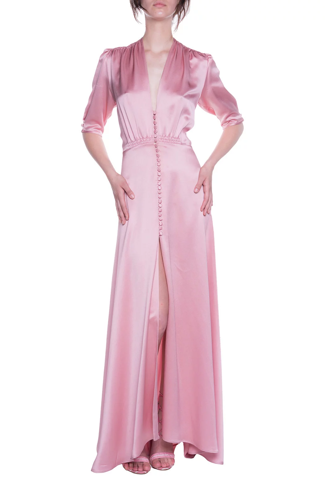 Luisa Beccaria Abito Bottoncino in Raso Rosa Flash Sale