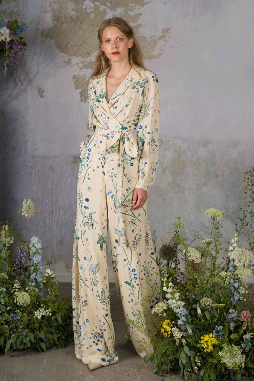 Luisa Beccaria Tuta in crêpe con stampa floreale di Herbarium con cintura Vendite stagionali