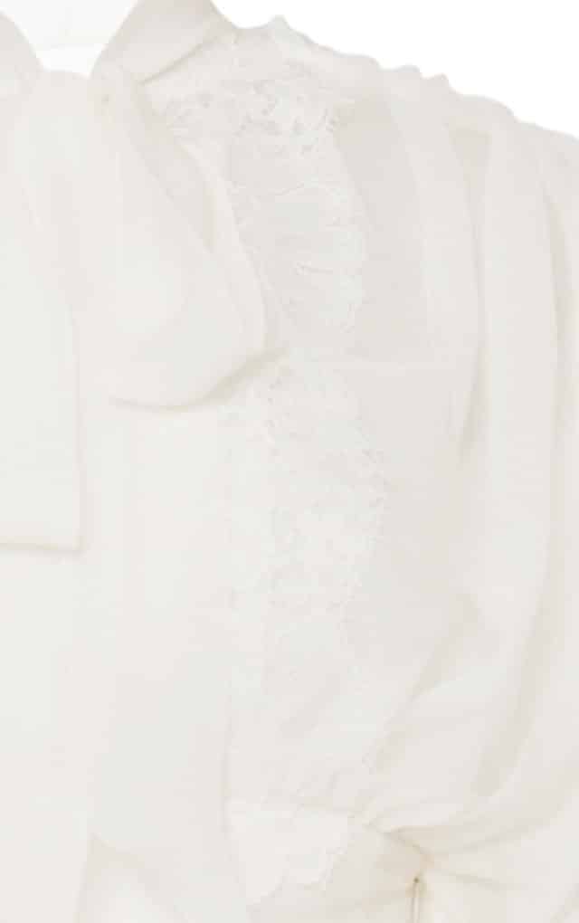 Luisa Beccaria Abito Lungo In Crepon Di Chiffon Con Pizzo Bianco Offerta natalizia