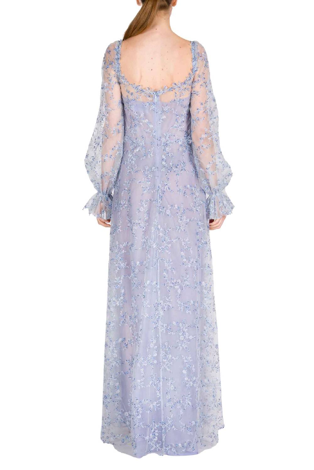 Luisa Beccaria Abito da sera in tulle blu con ricami Offerta Pasqua