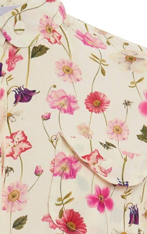 Luisa Beccaria Camicia in Crepe Stampata a Maniche Corte Offerta per la Festa della Mamma