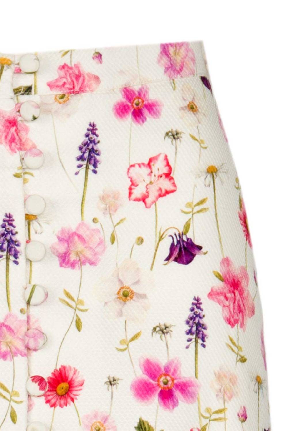 Luisa Beccaria Gonna Bottoncini In Piquet Stampato Floreale In Cotone Offerta Anniversario