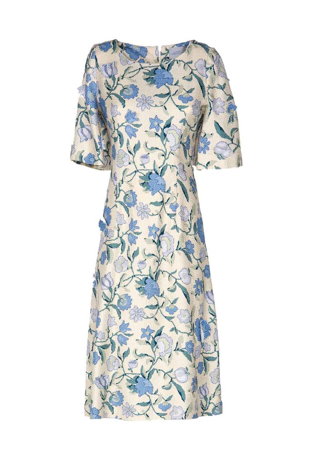 Luisa Beccaria Abito dritto in jacquard fiori di campo Offerta migliore