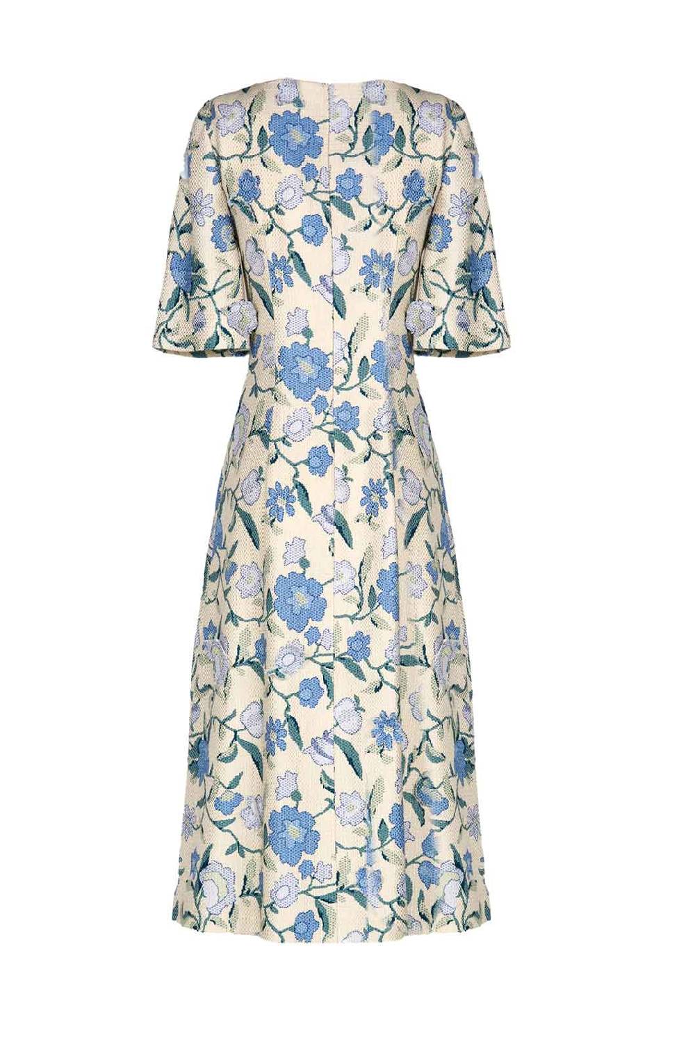Luisa Beccaria Abito dritto in jacquard fiori di campo Offerta migliore