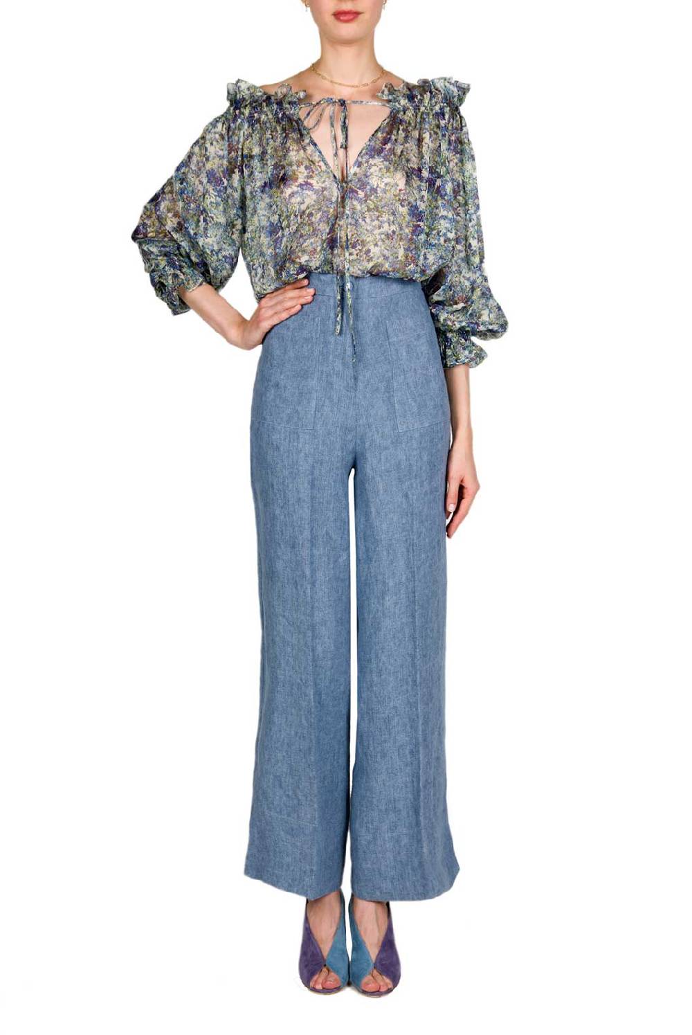 Luisa Beccaria Camicetta stampata in chiffon Online Outlet