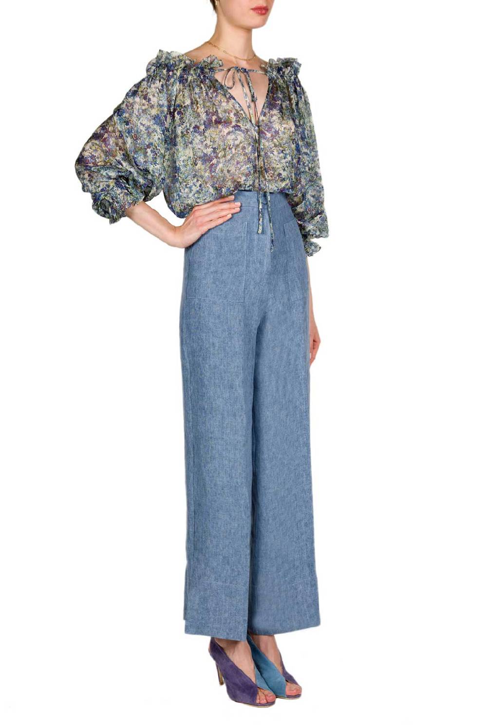 Luisa Beccaria Camicetta stampata in chiffon Online Outlet