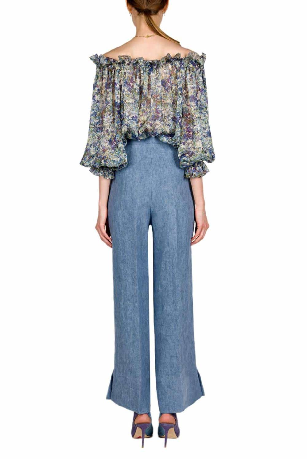 Luisa Beccaria Camicetta stampata in chiffon Online Outlet