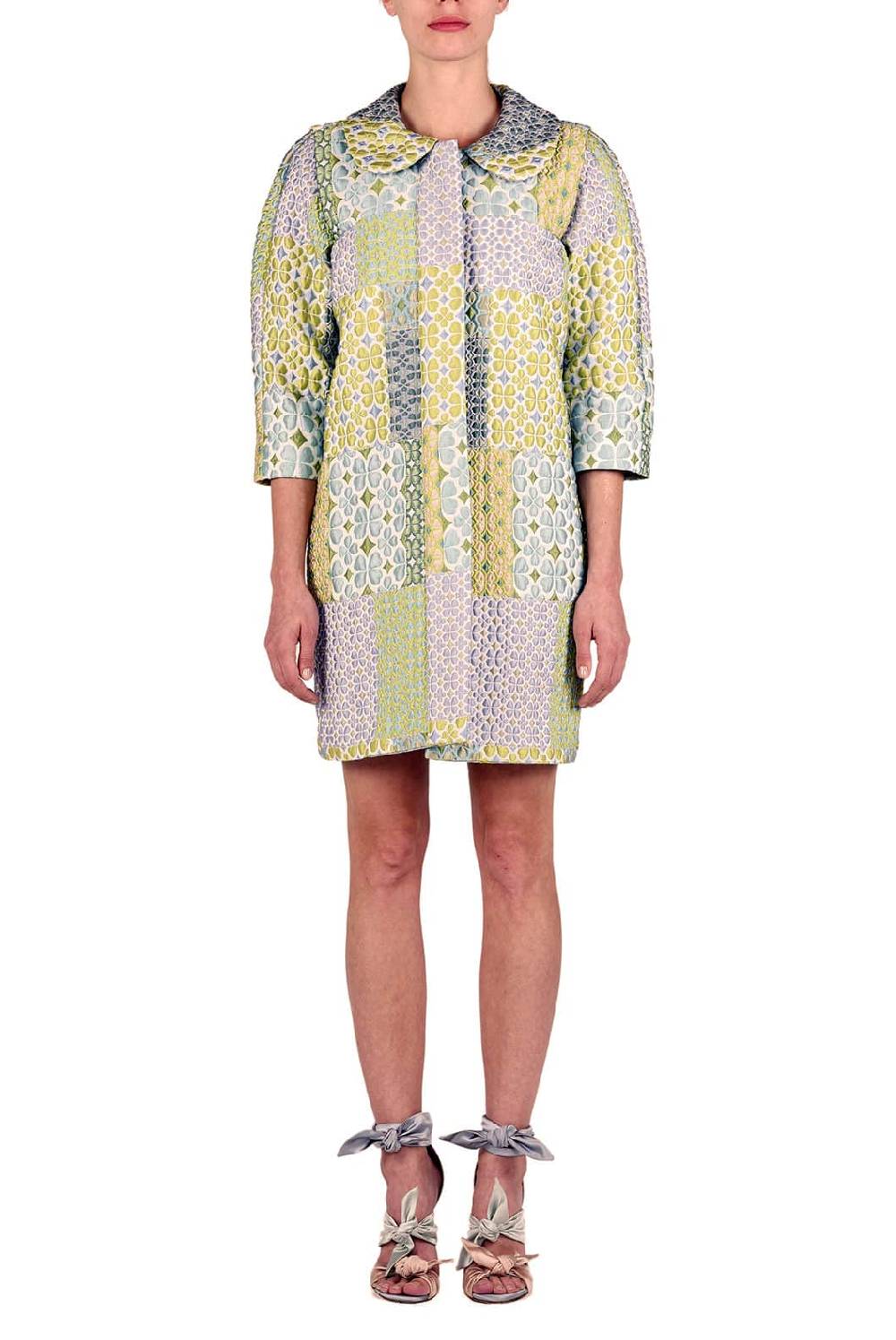 Luisa Beccaria Cappotto in broccato patchwork Liquidazione