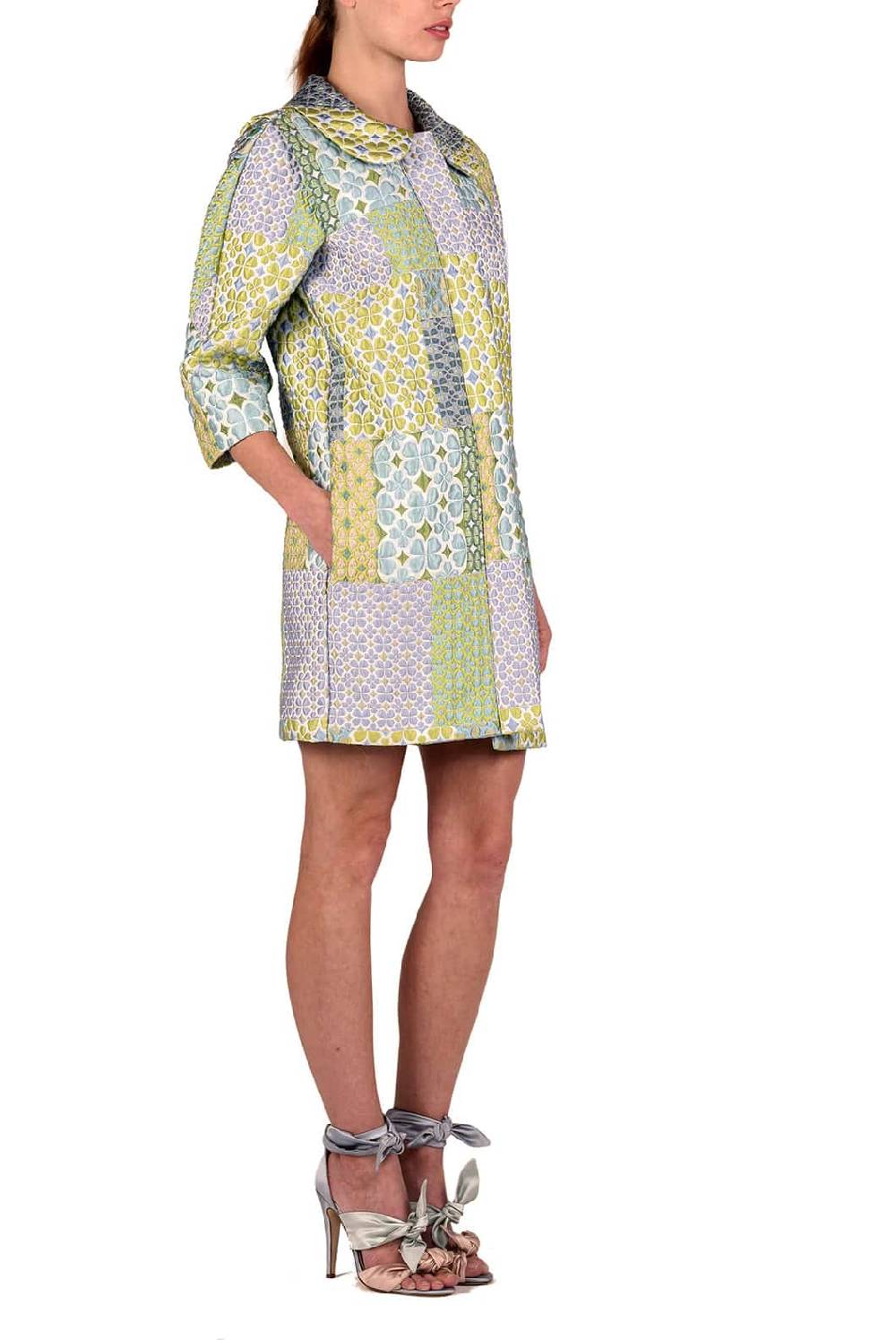 Luisa Beccaria Cappotto in broccato patchwork Liquidazione