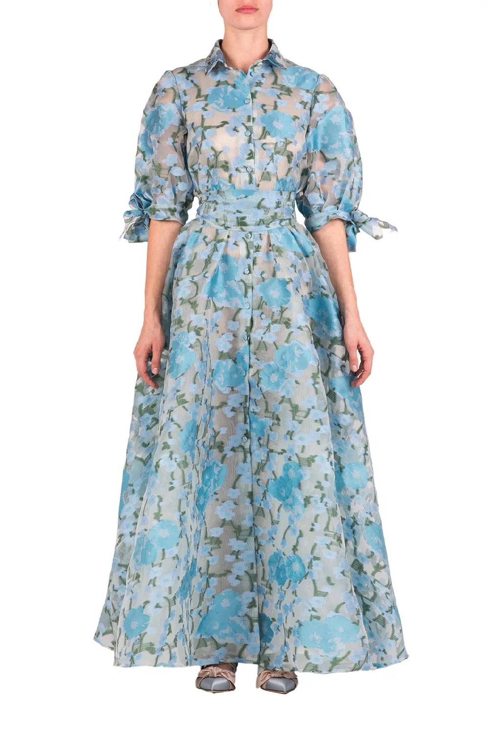 Luisa Beccaria Chemisier in organza con riempimento floreale Prezzo basso