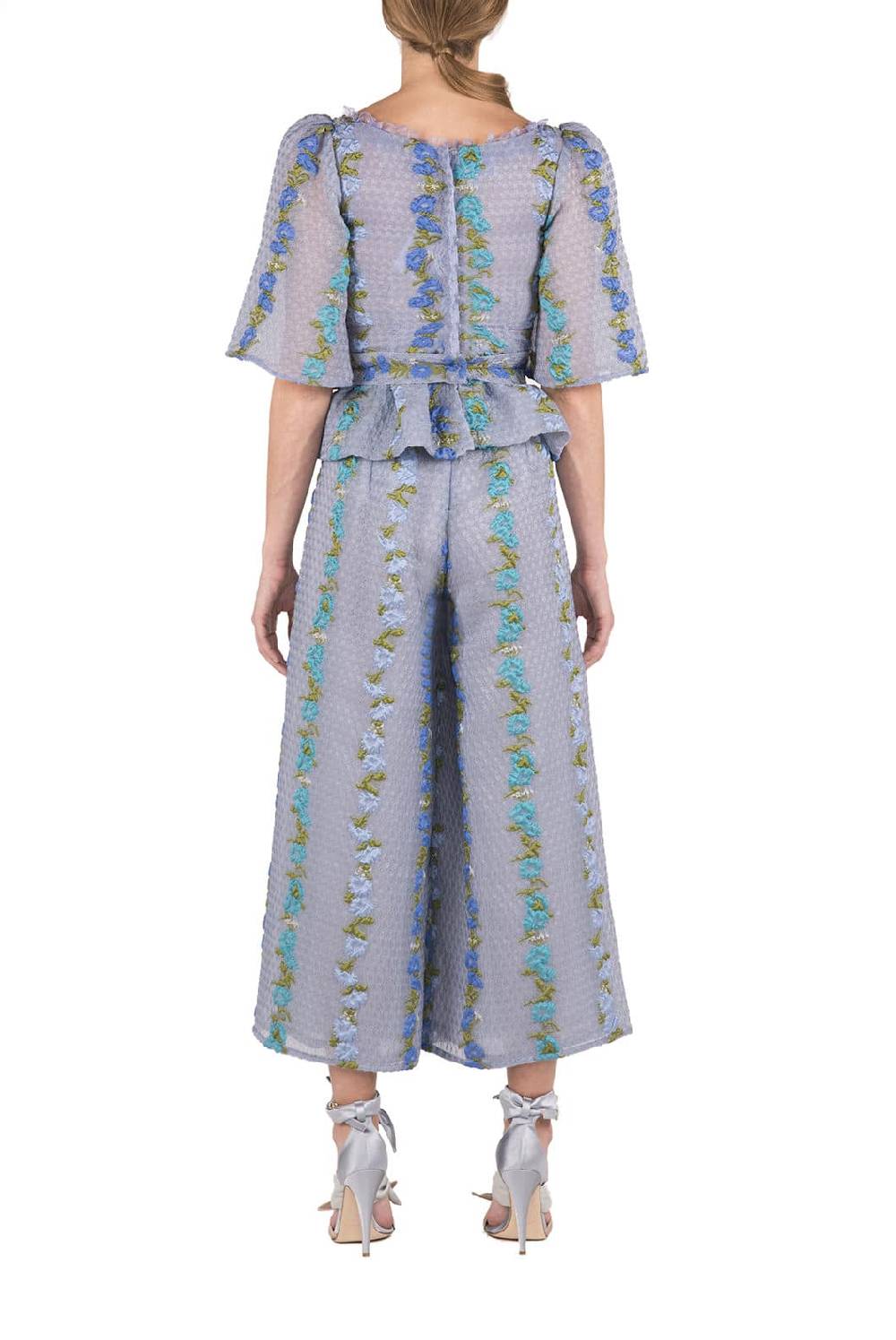 Luisa Beccaria Top in Organza Fil Coupè Floreale Rigato Super Saving Price