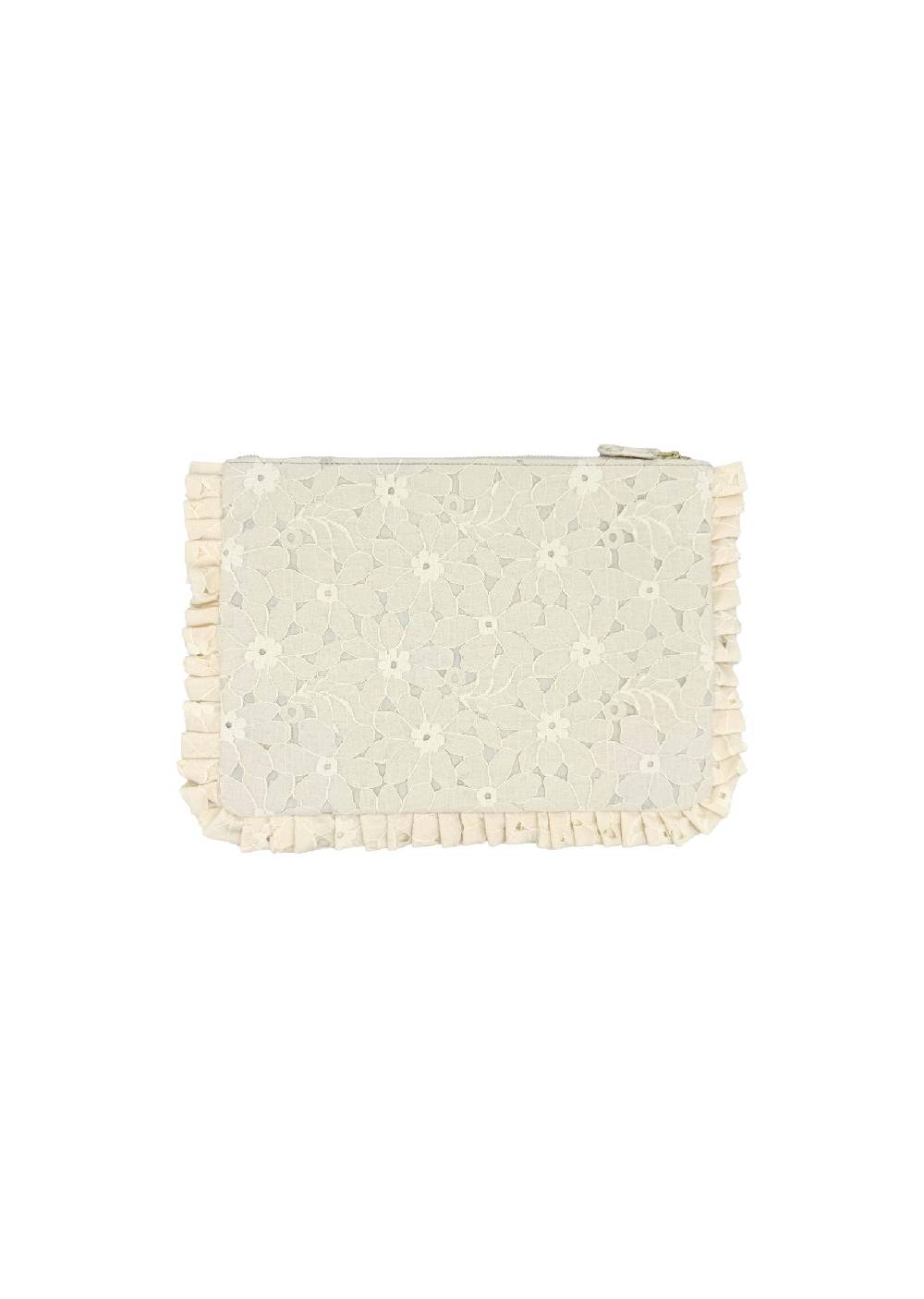 Luisa Beccaria Pochette Piccola A Mano In Pizzo Floreale Crema ACQUISTA ORA