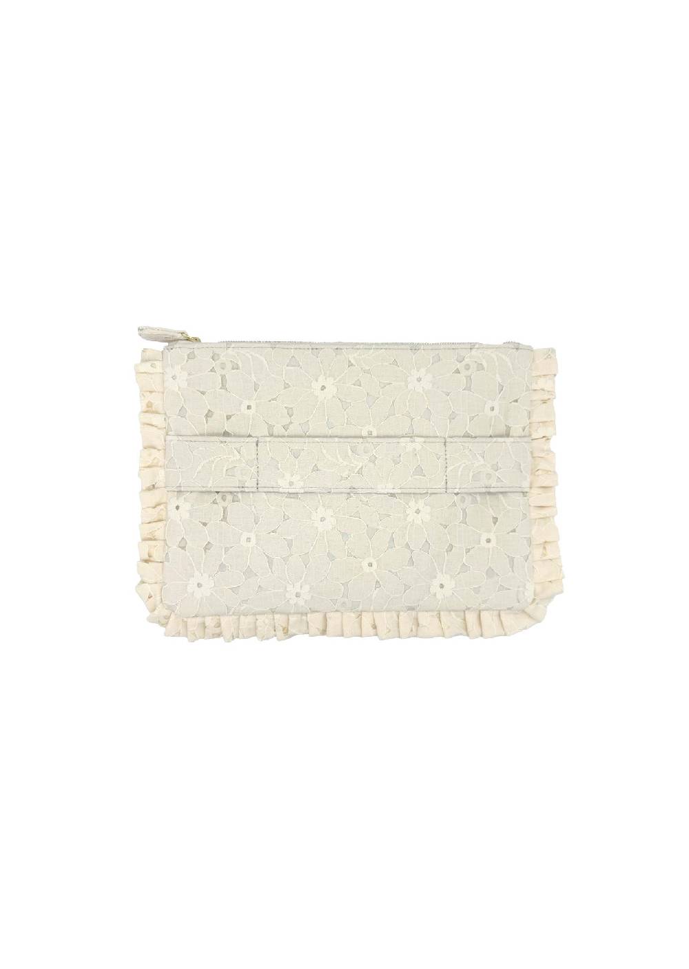 Luisa Beccaria Pochette Piccola A Mano In Pizzo Floreale Crema ACQUISTA ORA