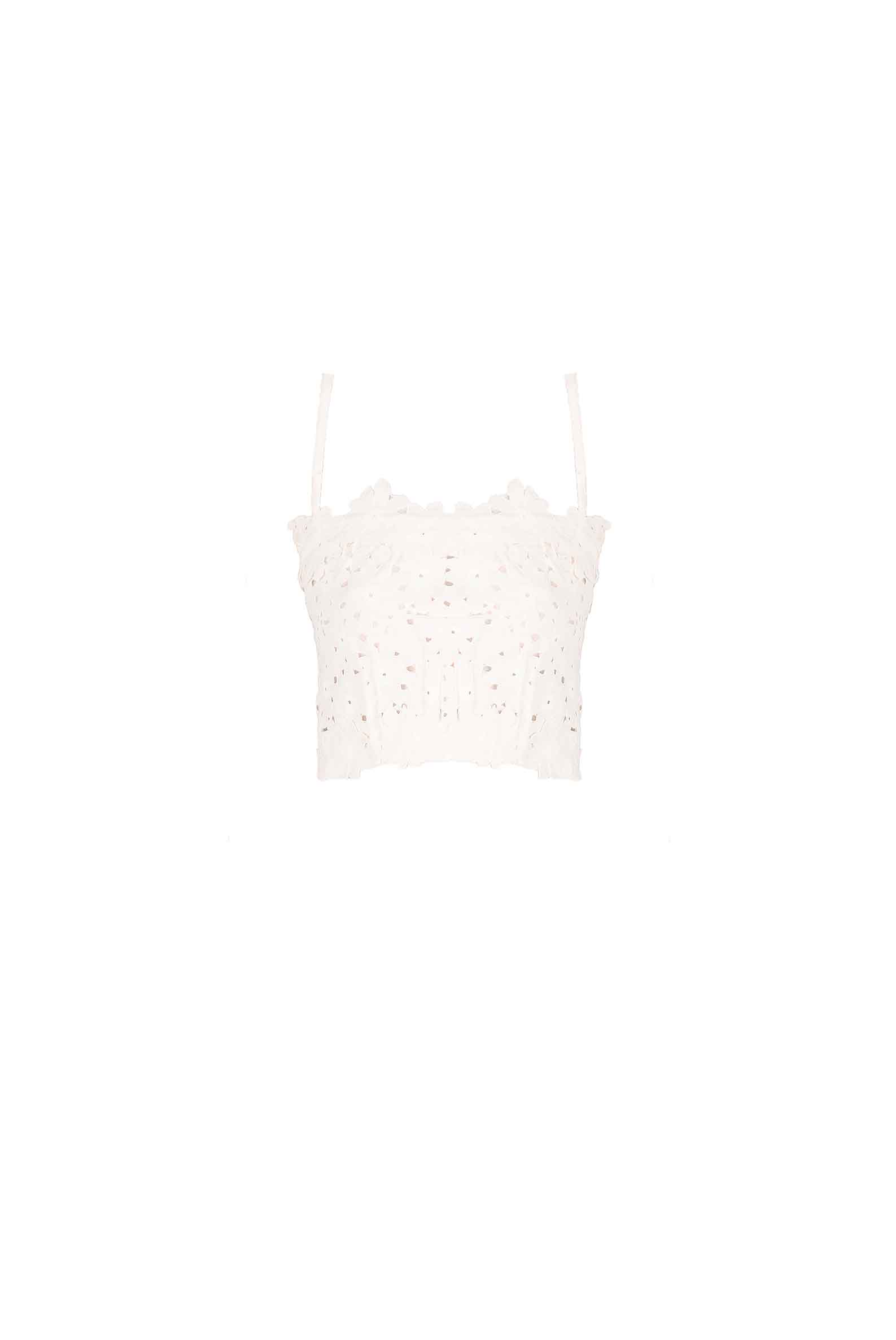 Luisa Beccaria Top con spalline sottili in pizzo floreale