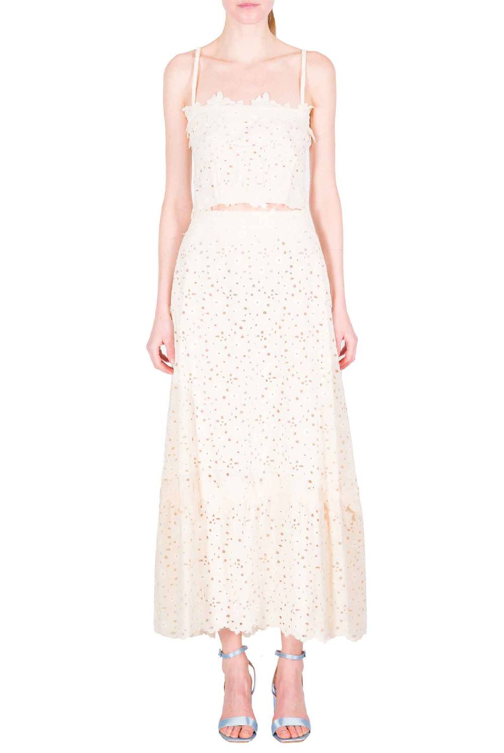 Luisa Beccaria Top con spalline sottili in pizzo floreale Latest stili