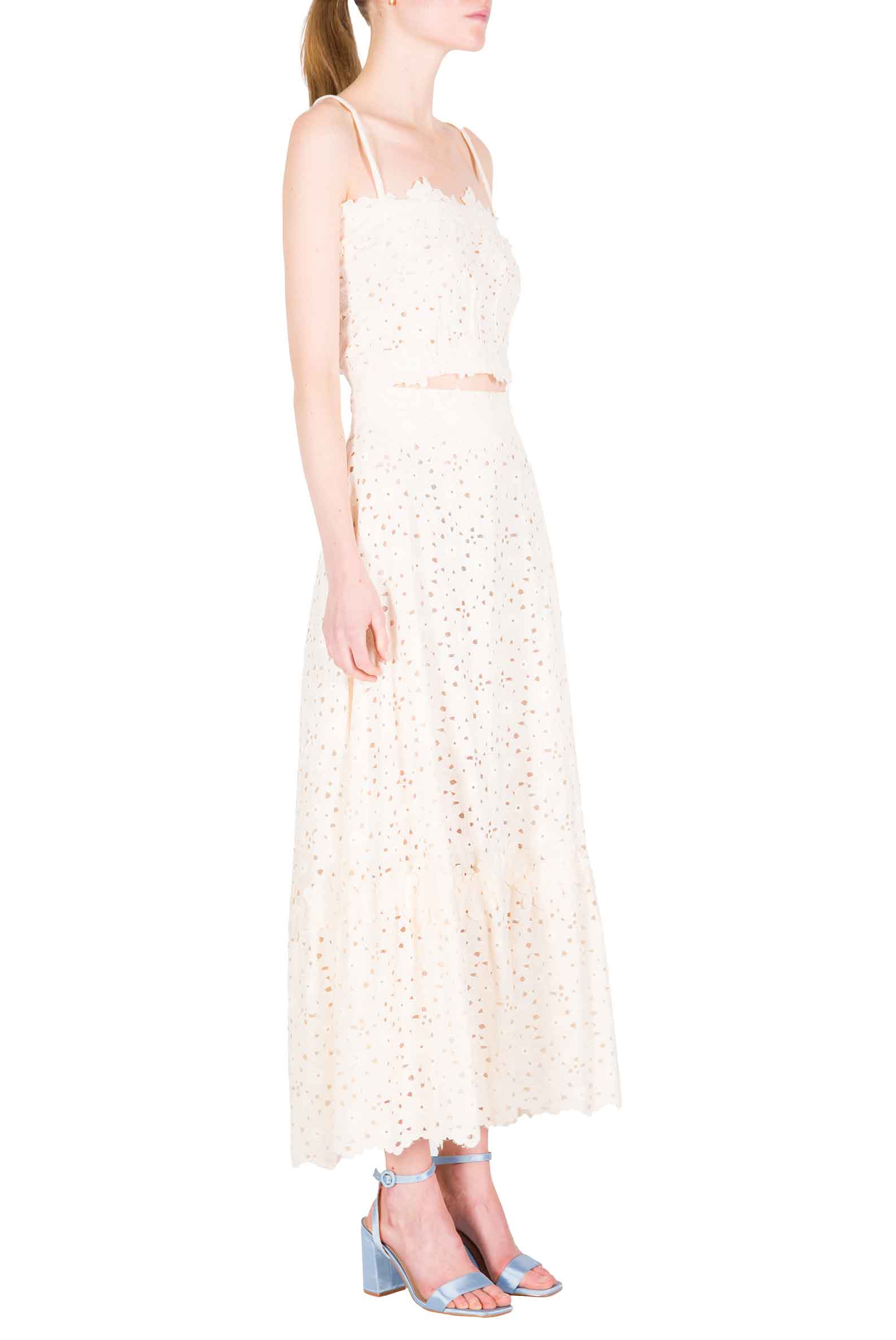 Luisa Beccaria Top con spalline sottili in pizzo floreale Latest stili