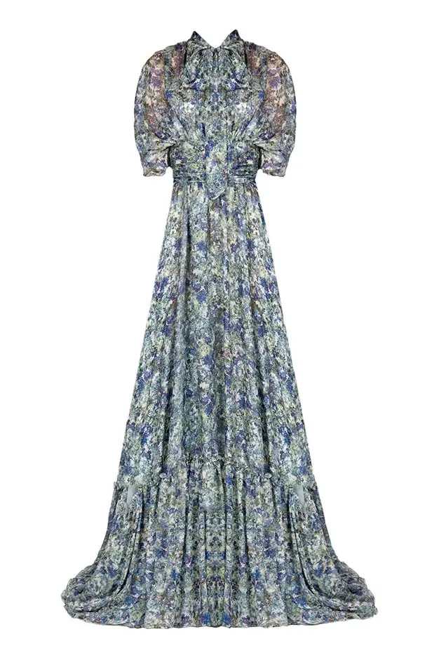 Luisa Beccaria Maxi abito in chiffon stampato Offerta speciale della fabbrica
