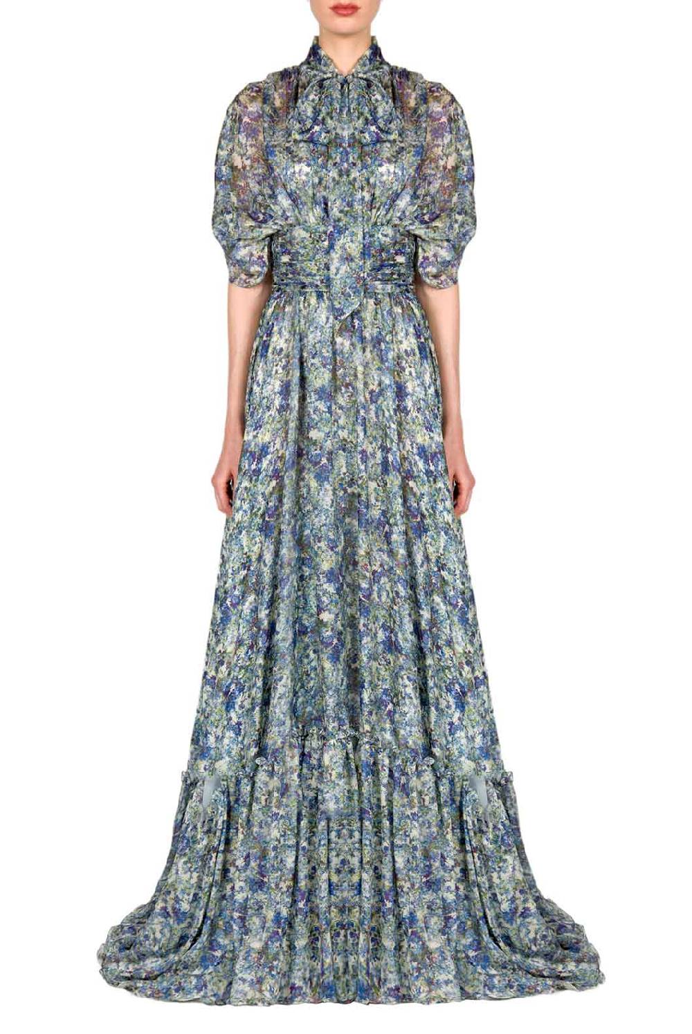 Luisa Beccaria Maxi abito in chiffon stampato Offerta speciale della fabbrica