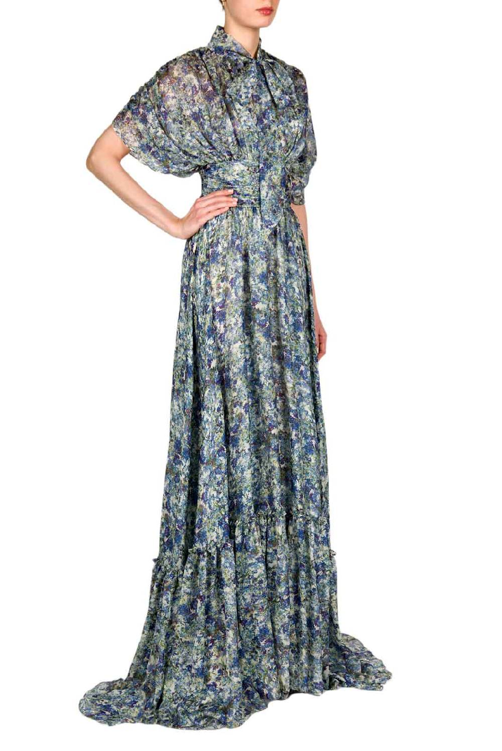 Luisa Beccaria Maxi abito in chiffon stampato Offerta speciale della fabbrica