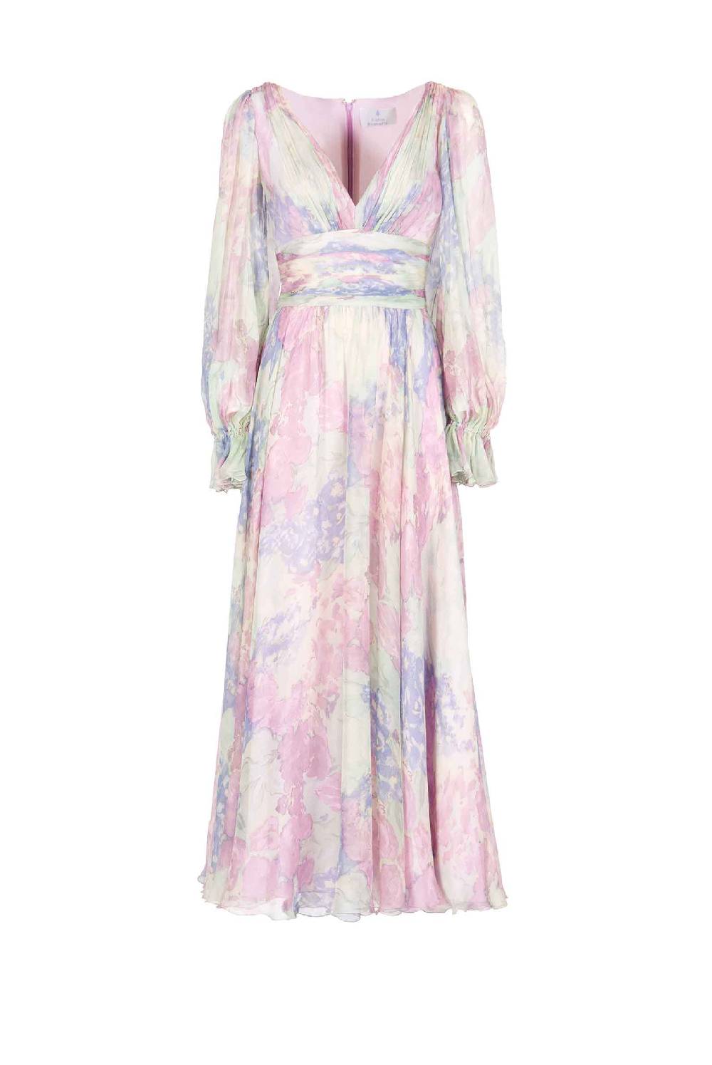 Luisa Beccaria Abito in chiffon stampato Luna con fiori astratti Super sconto