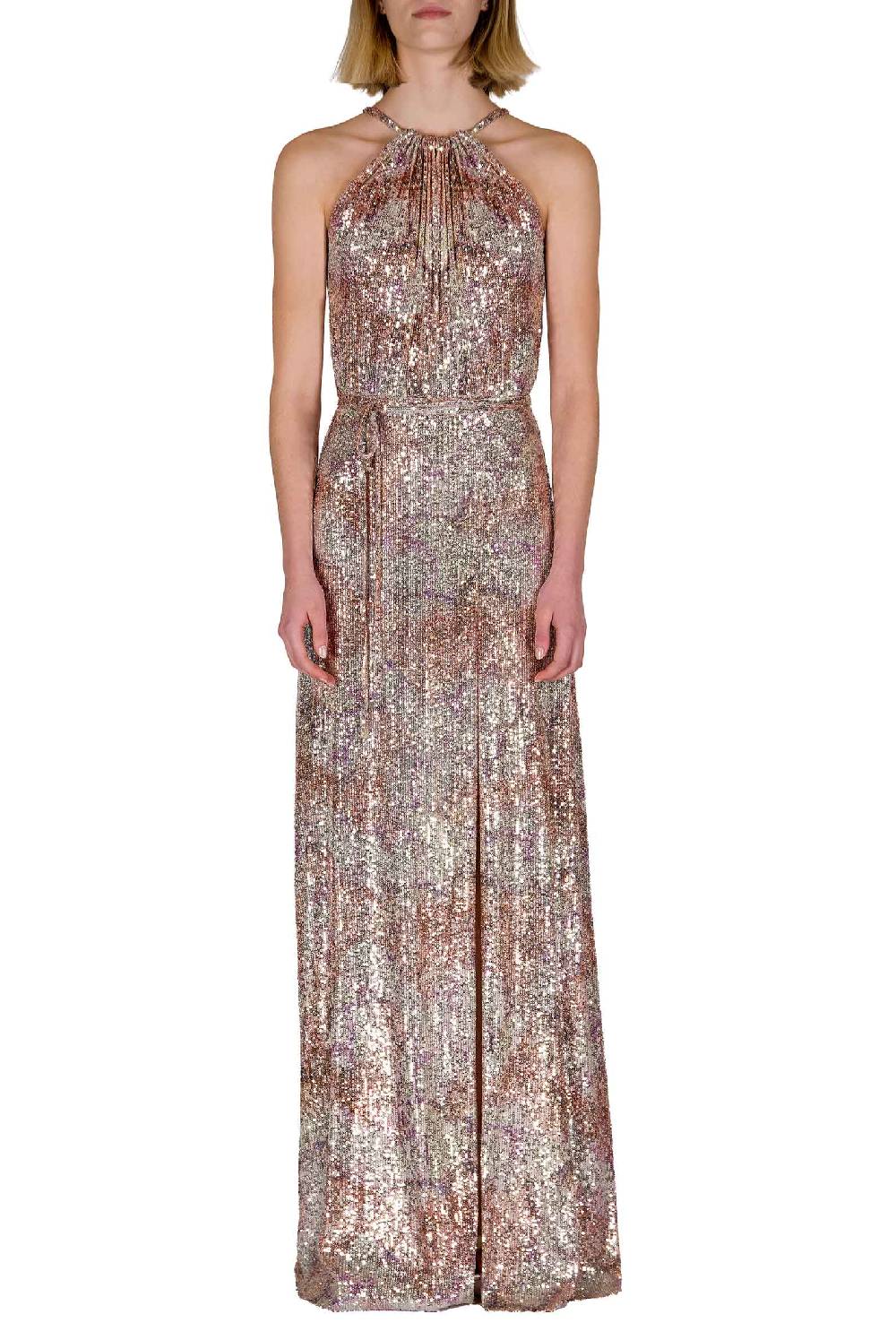 Luisa Beccaria Abito in paillettes marmorizzate con scollo all'americana Trasporto libero internazionale