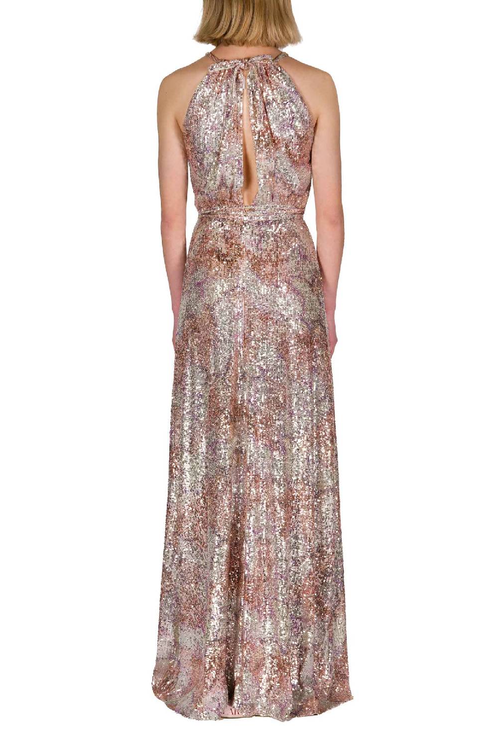 Luisa Beccaria Abito in paillettes marmorizzate con scollo all'americana Trasporto libero internazionale