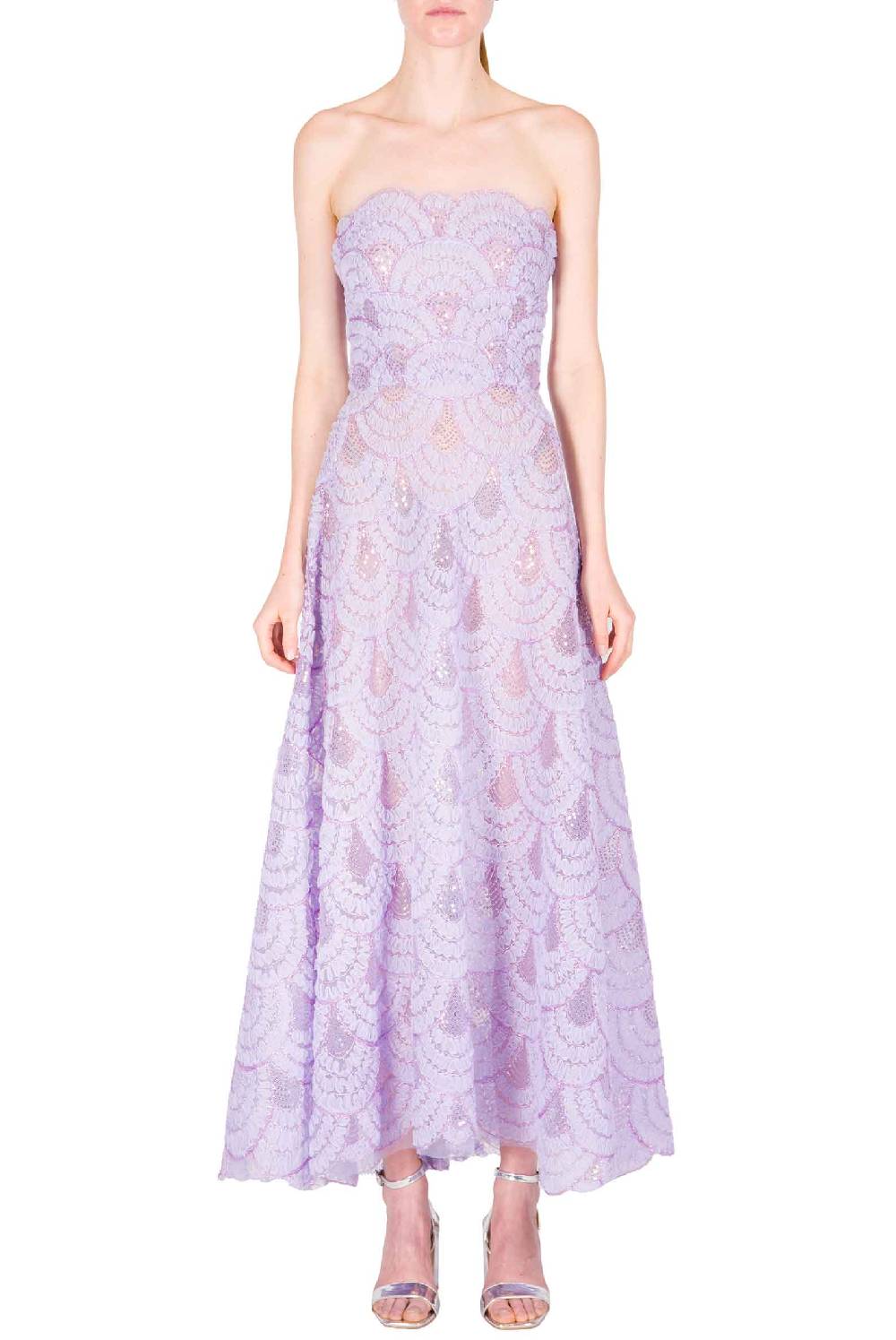 Luisa Beccaria Abito bustier midi in tulle con paillettes Limitato a 3 giorni