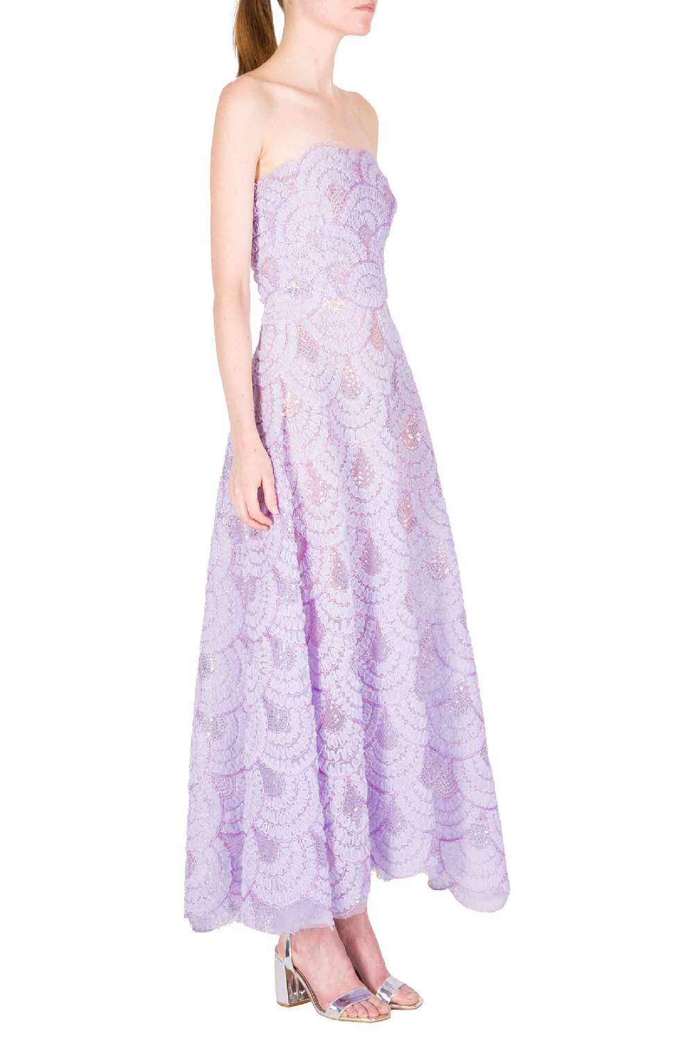 Luisa Beccaria Abito bustier midi in tulle con paillettes Limitato a 3 giorni