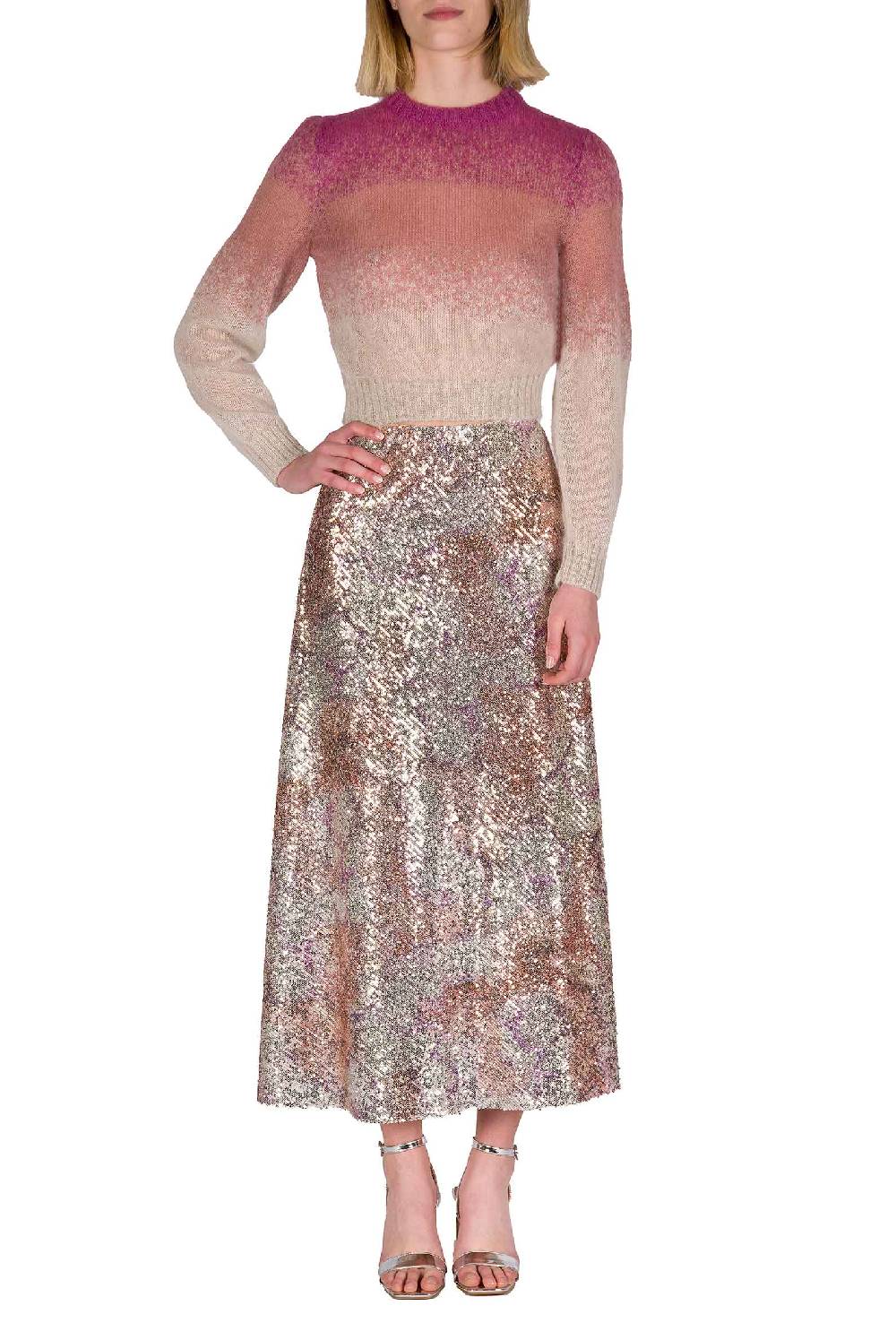 Luisa Beccaria Gonna con paillettes marmorizzate Black Friday Prezzi