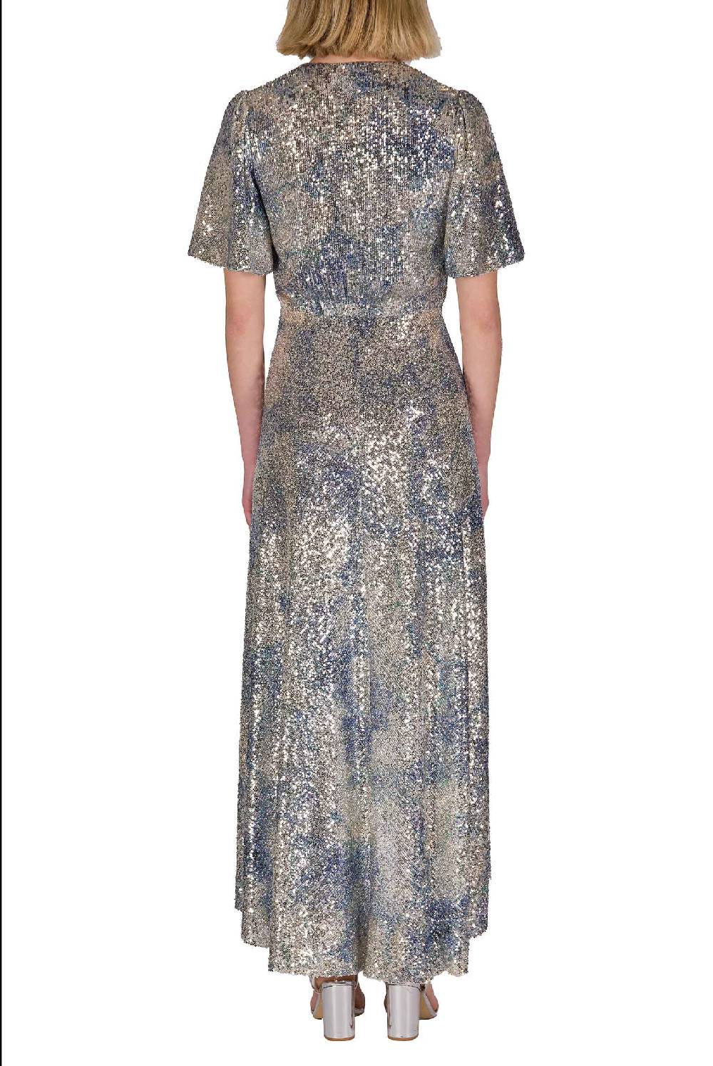 Luisa Beccaria Abito bottoncino con paillettes marmorizzate Duty-free