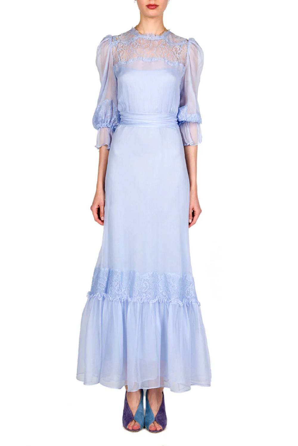 Luisa Beccaria Abito in chiffon decorato in pizzo 2025