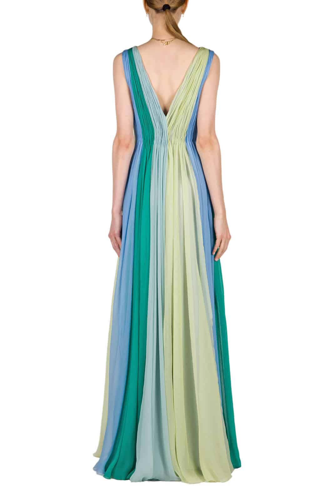 Luisa Beccaria Maxi abito in chiffon multicolore In Linea